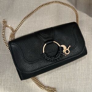 Black Chloe Wallet Chain Clutch